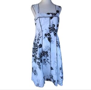 Vintage Linea Domani Contrasting Black White Floral Square Neck Paneled Dress 8